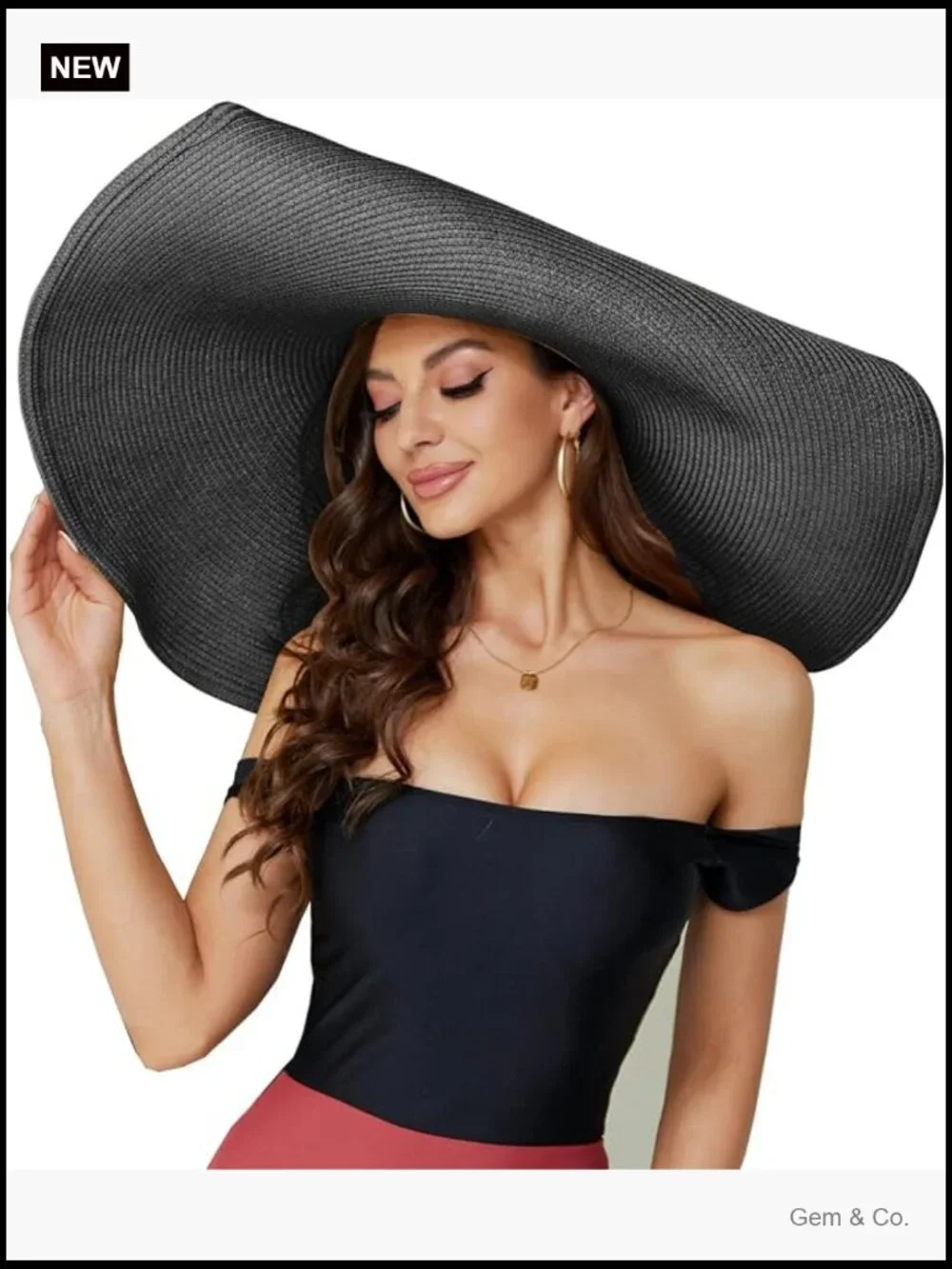 Oversized Wide Brim Sun Visor Hat Straw Floppy Beach Hat